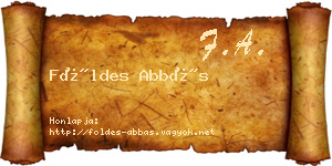 Földes Abbás névjegykártya